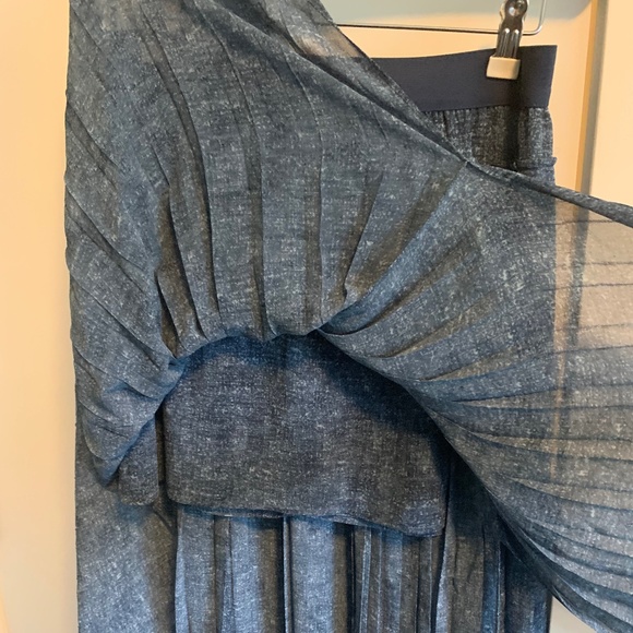 BCBG Max Azria Dillon Pleated Panel Maxi Skirt - Blue and White - Picture 5 of 5